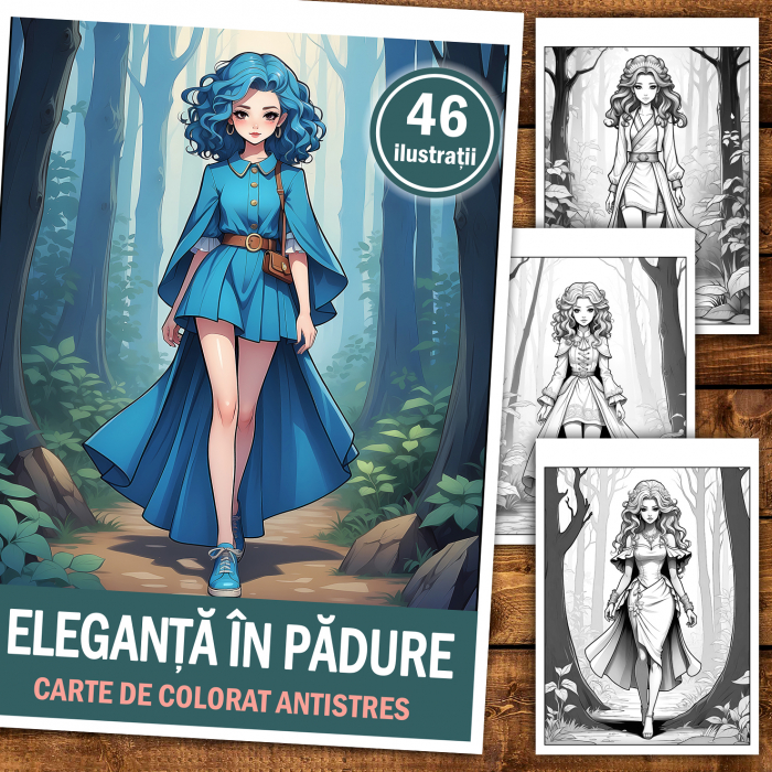 Carte de colorat antistres , 46 de ilustratii Eleganta din Padure, 98 pagini [2]