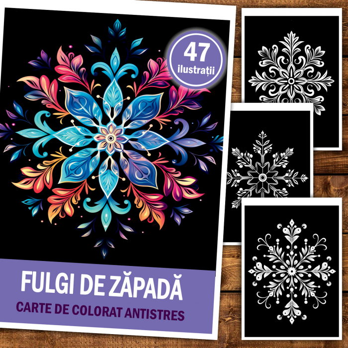 Carte de colorat antistres , 47 de ilustratii Fulgi de Zapada, 100 pagini [2]