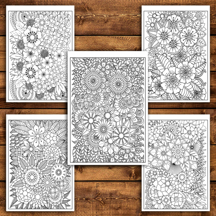 Carte de colorat antistres, 48 de ilustratii  Flori Zentangle - Volumul I [4]