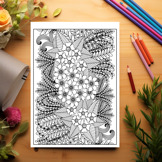 Carte de colorat antistres, 48 de ilustratii Flori Zentangle - Volumul II [3]