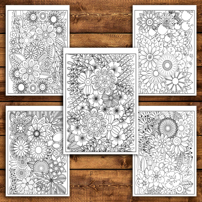 Carte de colorat antistres, 48 de ilustratii Flori Zentangle - Volumul II [5]