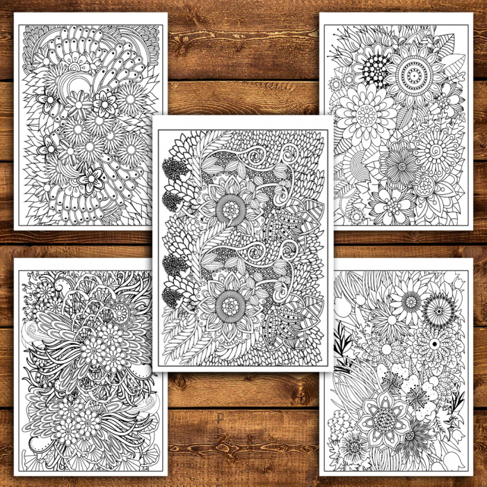 Carte de colorat antistres, 48 de ilustratii Flori Zentangle - Volumul II [4]