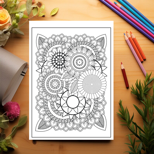Carte de colorat antistres, 48 de ilustratii Flori Zentangle - Volumul III [3]