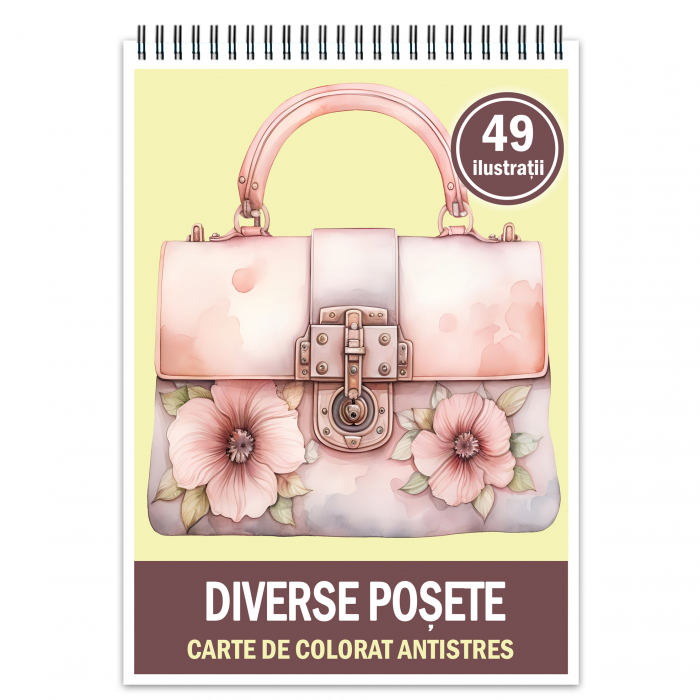 Carte de colorat antistres , 49 de ilustratii Diverse Posete, 104 pagini [1]