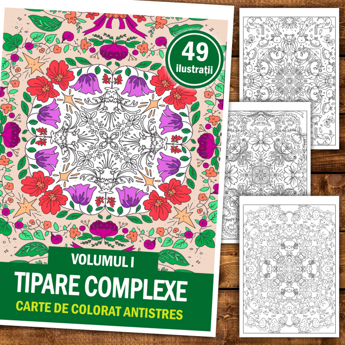 Carte de colorat antistres, 49 de ilustratii Tipare Complexe - Volumul I [2]