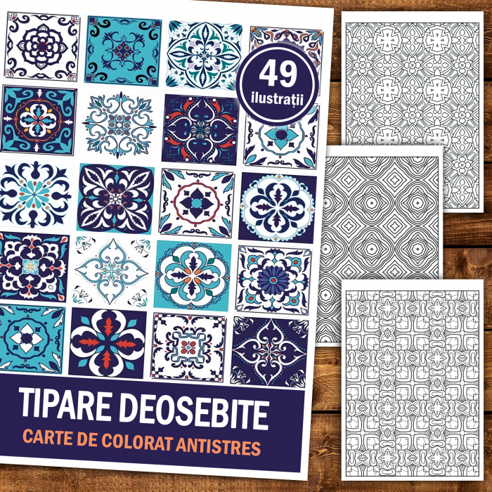 Carte de colorat antistres, 49 de ilustratii Tipare Deosebite [2]