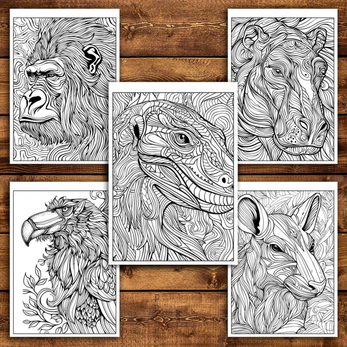 Carte de colorat antistres, 50 de ilustratii Animale Artistice - Editia Premium [3]