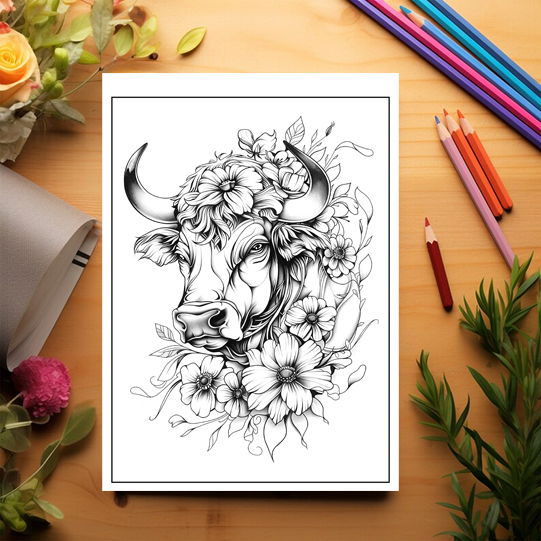 Carte de colorat antistres, 50 de ilustratii Animale Florale - Editia Premium [3]