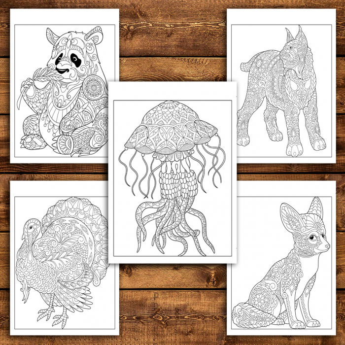 Carte de colorat antistres, 50 de ilustratii Animale Mandala - Editia Premium - Volumul I [5]