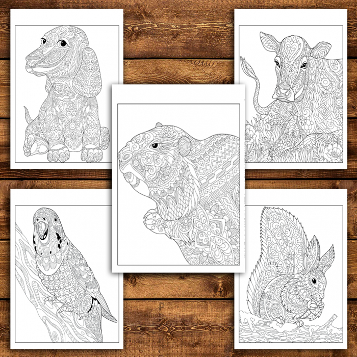 Carte de colorat antistres, 50 de ilustratii Animale Mandala - Editia Premium - Volumul I [4]