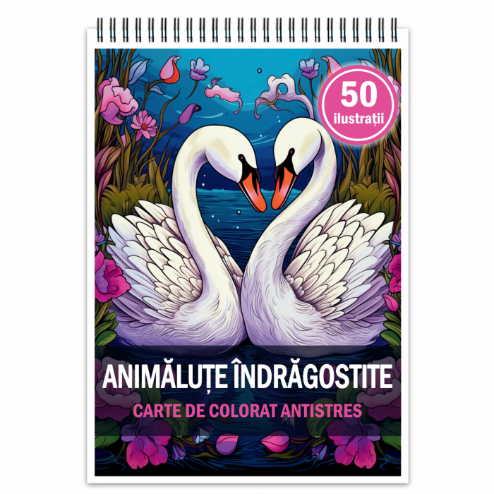 Carte de colorat antistres , 50 de ilustratii Animalute Indragostite, 106 pagini [1]
