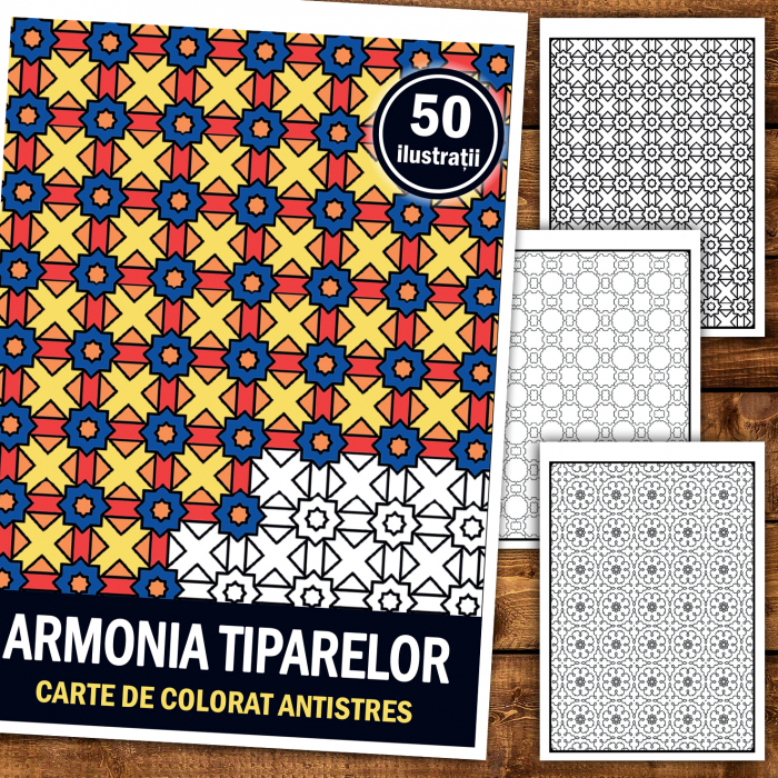 Carte de colorat antistres, 50 de ilustratii Armonia Tiparelor [2]