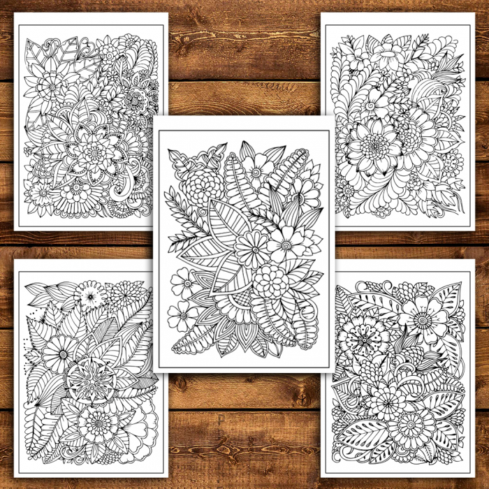 Carte de colorat antistres, 50 de ilustratii Armonie Florala - Volumul I [4]