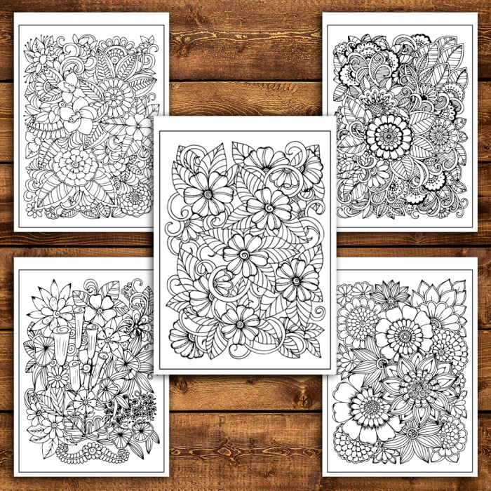 Carte de colorat antistres, 50 de ilustratii Armonie Florala - Volumul II [5]