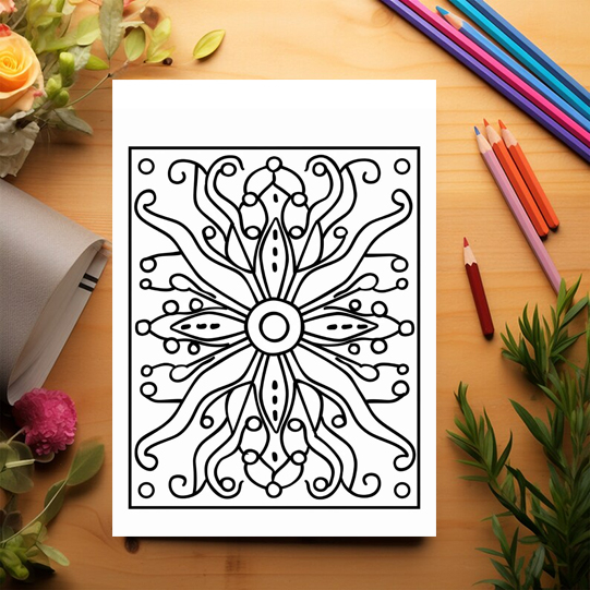 Carte de colorat antistres , 50 de ilustratii Boho Folk Flowers, 106 pagini [3]