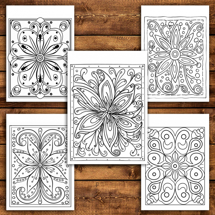Carte de colorat antistres , 50 de ilustratii Boho Folk Flowers, 106 pagini [4]