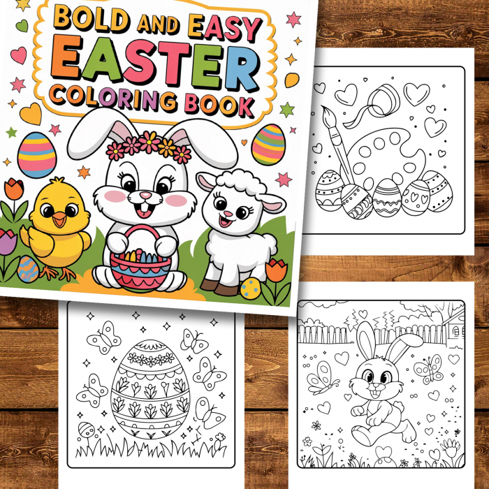 Carte de colorat antistres , 50 de ilustratii Bold and Easy Easter, 106 pagini [2]