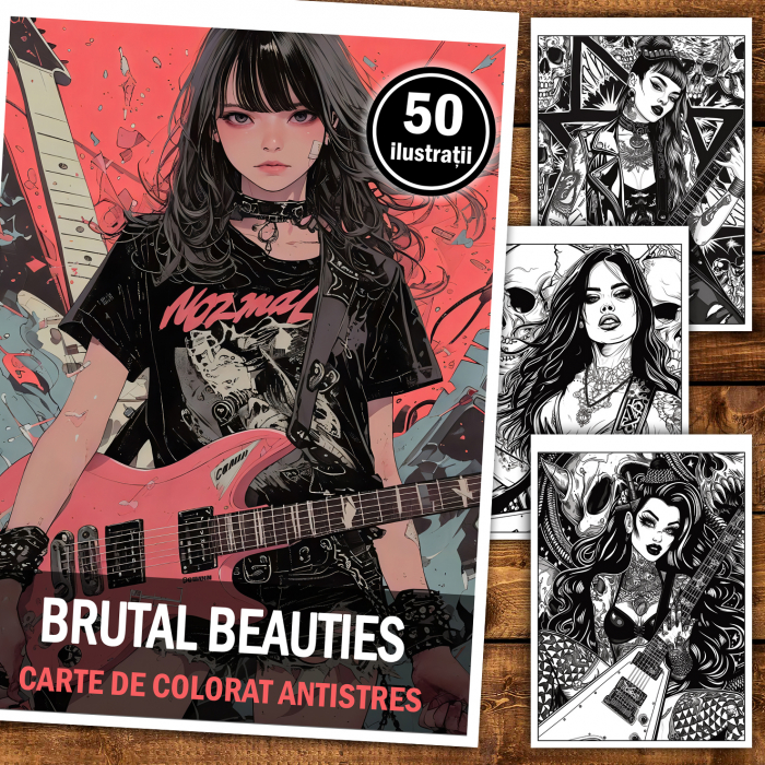Carte de colorat antistres , 50 de ilustratii Brutal Beauties, 106 pagini [2]