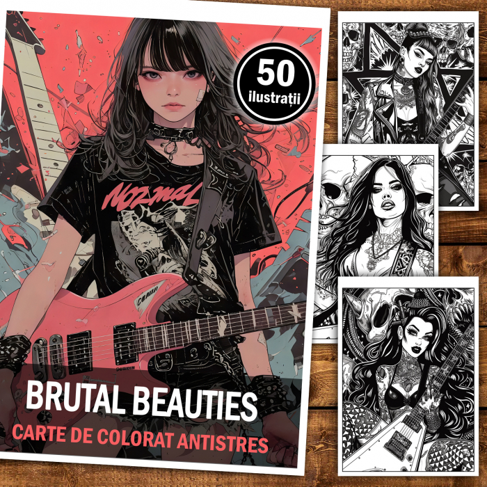 Carte de colorat antistres , 50 de ilustratii Brutal Beauties, 106 pagini [2]