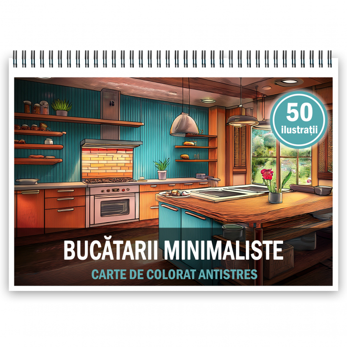 Carte de colorat antistres , 50 de ilustratii Bucatarii Minimaliste, 106 pagini [1]