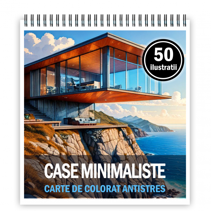 Carte de colorat antistres , 50 de ilustratii Case Minimaliste, 106 pagini [1]