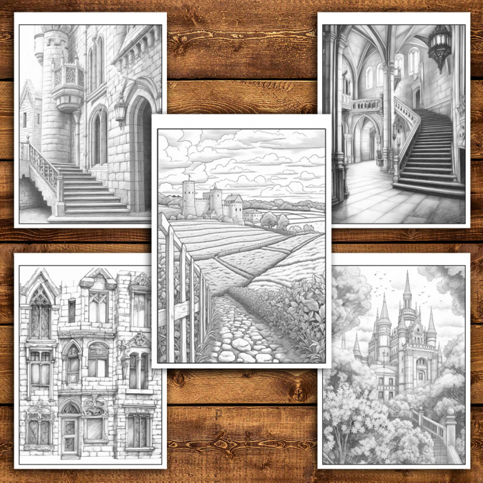 Carte de colorat antistres , 50 de ilustratii Castele Scotiene, 106 pagini [5]