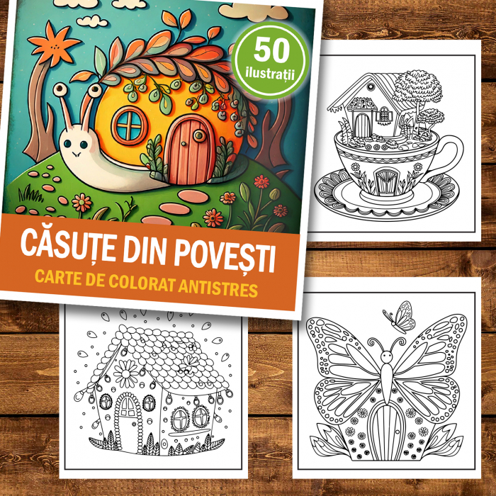 Carte de colorat antistres , 50 de ilustratii Casute din Povesti, 106 pagini [2]