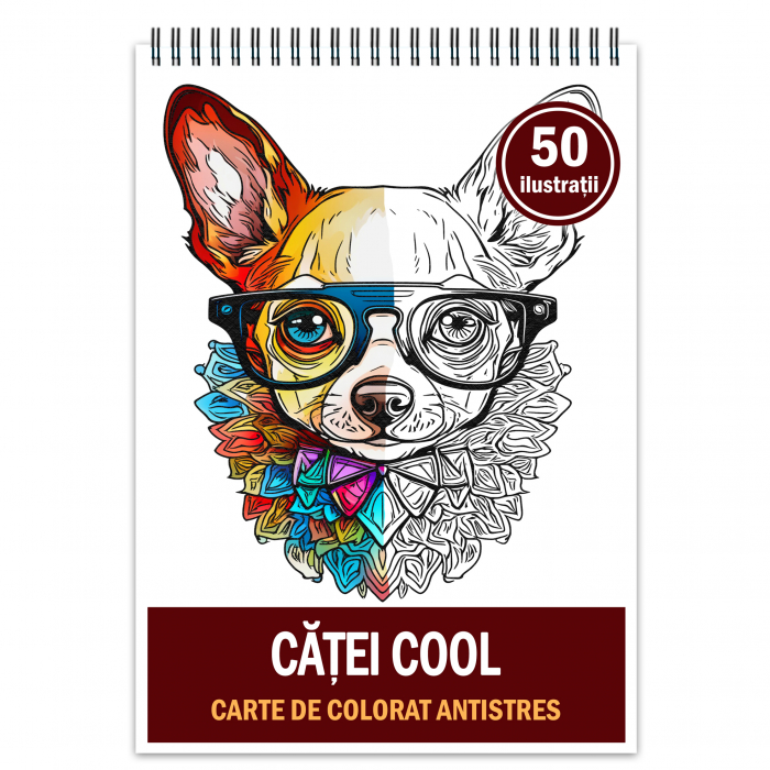 Carte de colorat antistres , 50 de ilustratii Catei Cool, 106 pagini [1]