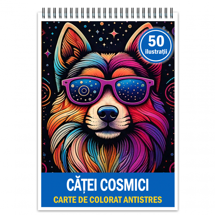Carte de colorat antistres , 50 de ilustratii Catei Cosmici, 106 pagini [1]