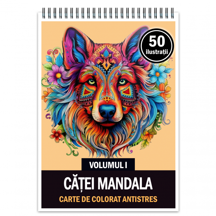 Carte de colorat antistres , 50 de ilustratii Catei Mandala - Volumul I, 106 pagini [1]