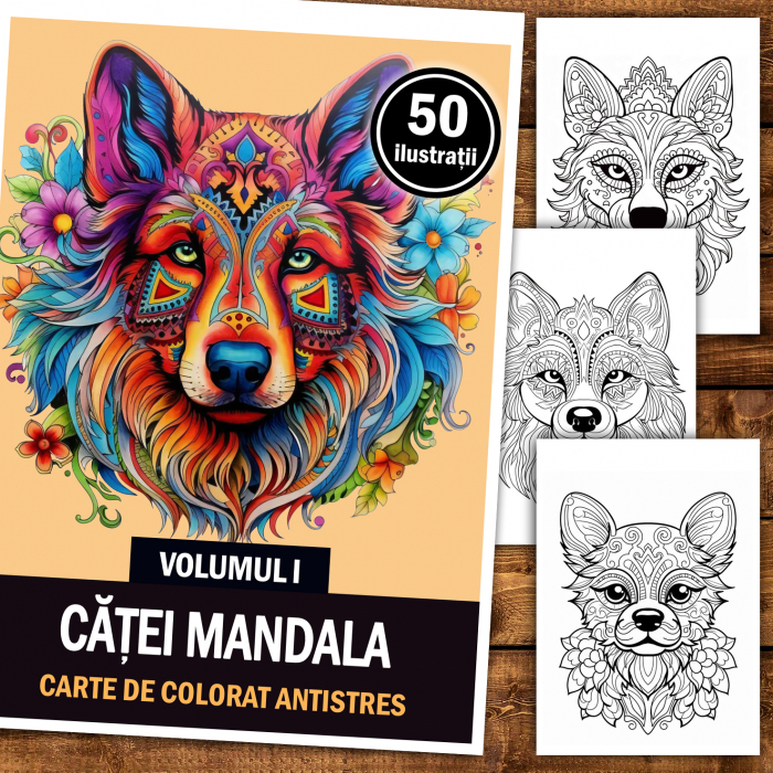 Carte de colorat antistres , 50 de ilustratii Catei Mandala - Volumul I, 106 pagini [2]