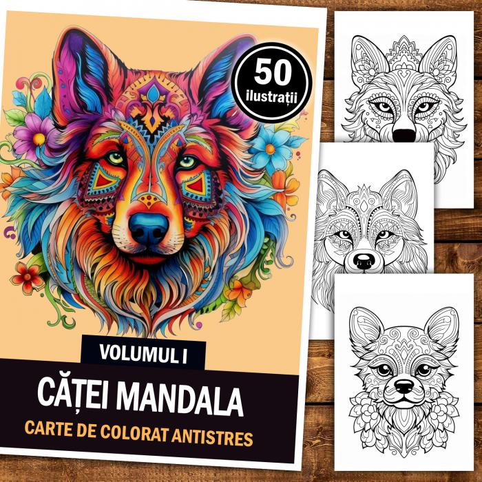 Carte de colorat antistres , 50 de ilustratii Catei Mandala - Volumul I, 106 pagini [2]