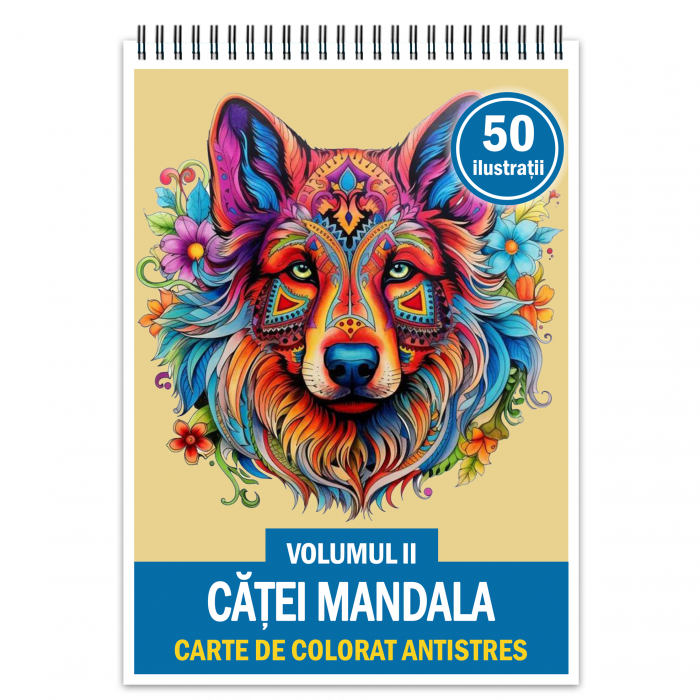 Carte de colorat antistres , 50 de ilustratii Catei Mandala - Volumul II, 106 pagini [1]