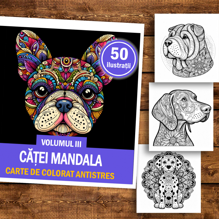 Carte de colorat antistres , 50 de ilustratii Catei Mandala - Volumul III, 106 pagini [2]
