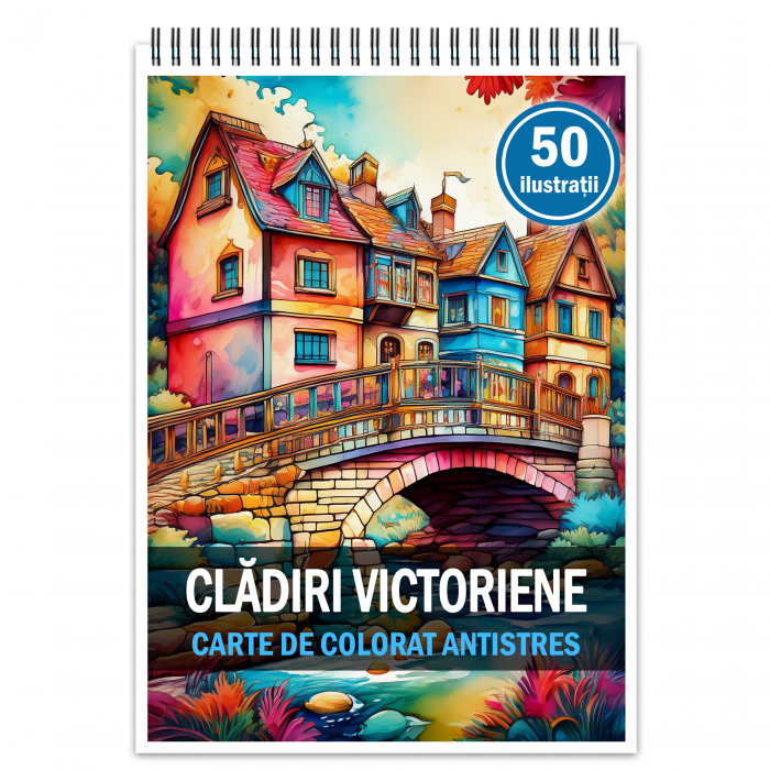Carte de colorat antistres , 50 de ilustratii Cladiri Victoriene, 106 pagini [1]