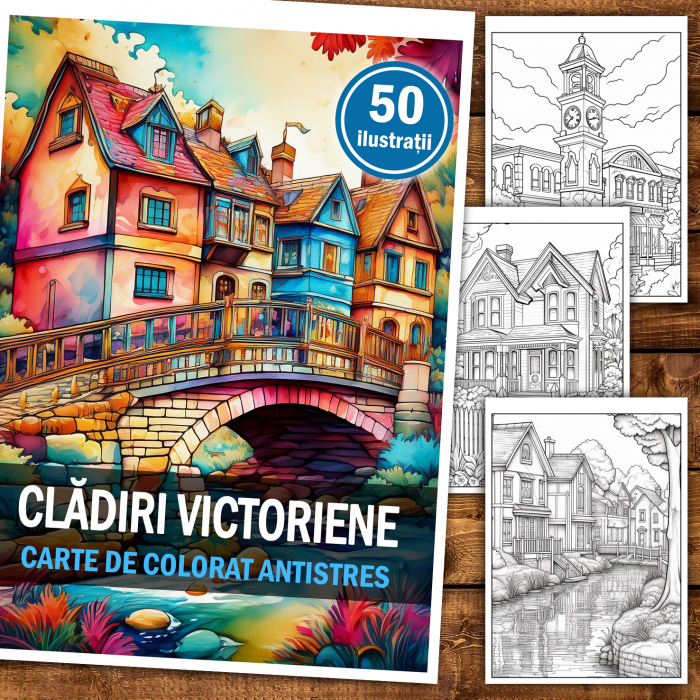 Carte de colorat antistres , 50 de ilustratii Cladiri Victoriene, 106 pagini [2]