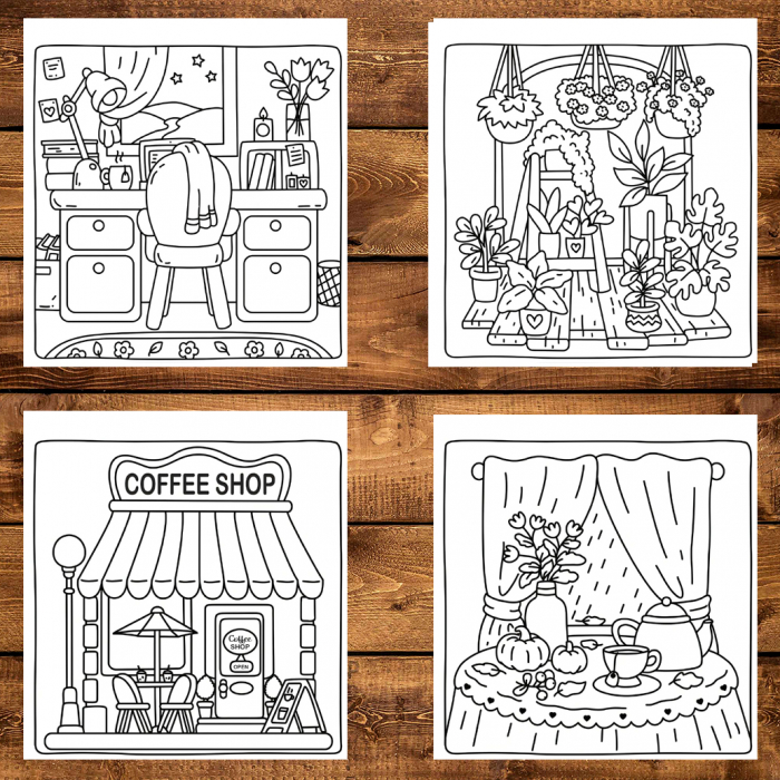 Carte de colorat antistres , 50 de ilustratii Cozy Corner, 106 pagini [4]