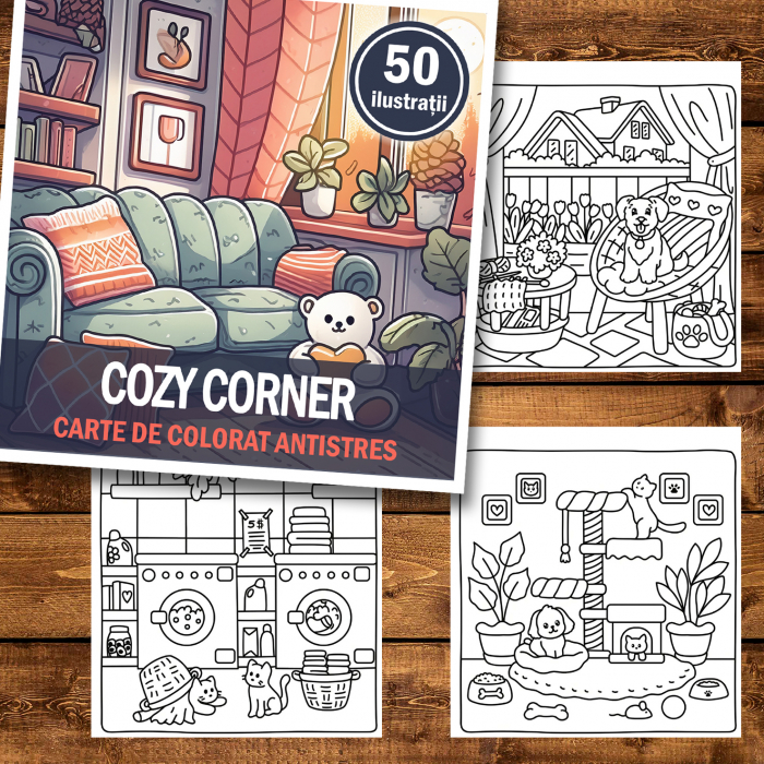Carte de colorat antistres , 50 de ilustratii Cozy Corner, 106 pagini [2]