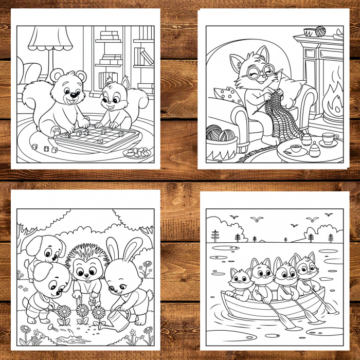 Carte de colorat antistres , 50 de ilustratii Cozy Friends - Volumul I, 106 pagini [4]
