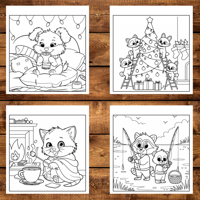 Carte de colorat antistres , 50 de ilustratii Cozy Friends - Volumul I, 106 pagini [3]