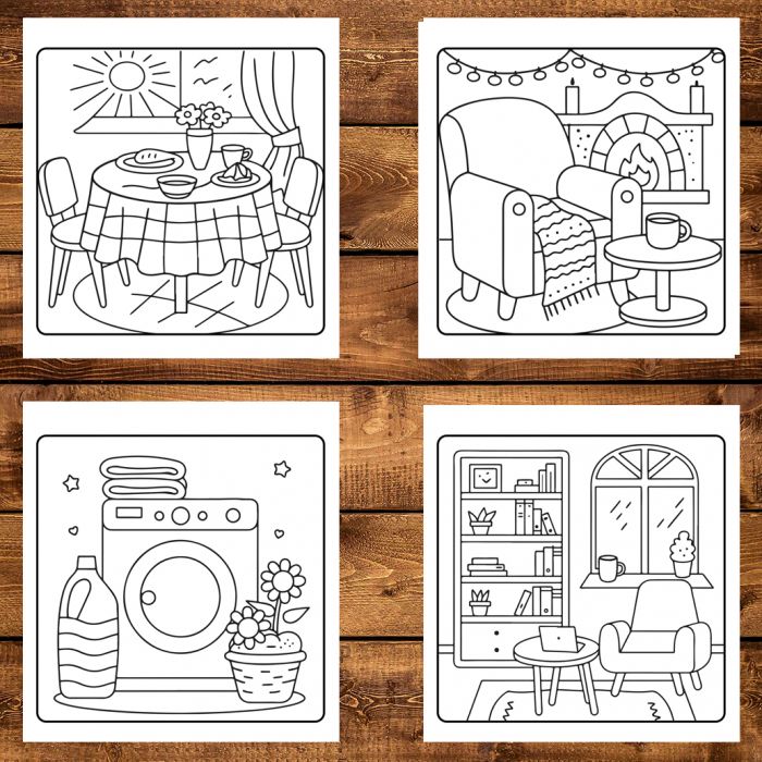 Carte de colorat antistres , 50 de ilustratii Cozy Hygge, 106 pagini [4]