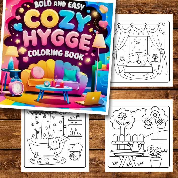Carte de colorat antistres , 50 de ilustratii Cozy Hygge, 106 pagini [2]