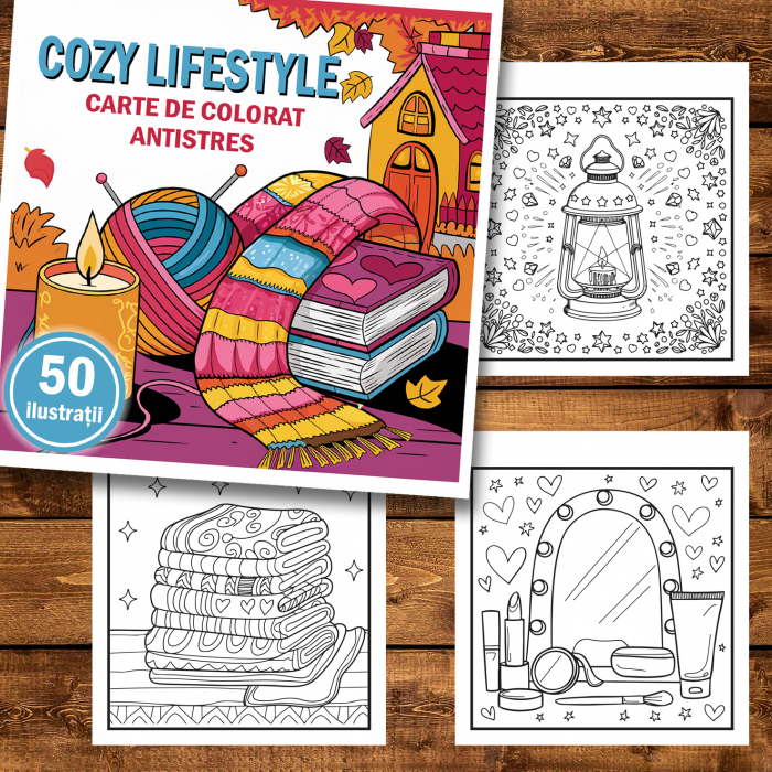 Carte de colorat antistres , 50 de ilustratii Cozy Lifestyle, 106 pagini [2]