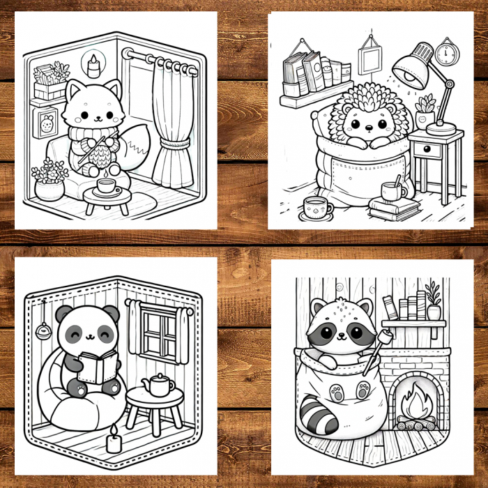 Carte de colorat antistres , 50 de ilustratii Cozy Pocket Rooms, 106 pagini [4]