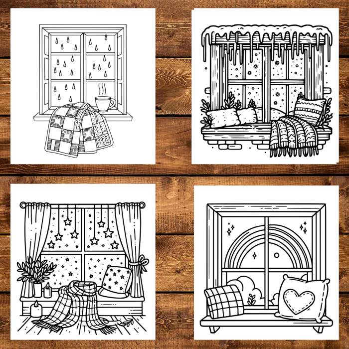 Carte de colorat antistres , 50 de ilustratii Cozy Windows, 106 pagini [4]