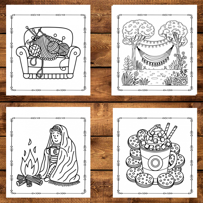 Carte de colorat antistres , 50 de ilustratii Cozy Winter - Volumul IV, 106 pagini [4]