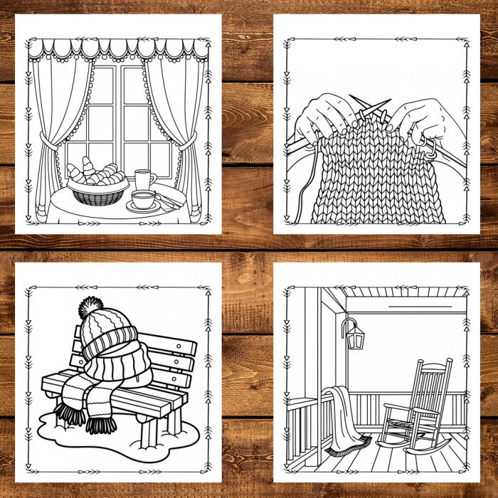 Carte de colorat antistres , 50 de ilustratii Cozy Winter - Volumul IV, 106 pagini [3]
