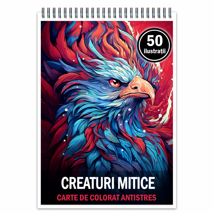 Carte de colorat antistres , 50 de ilustratii Creaturi Mitice, 106 pagini [1]