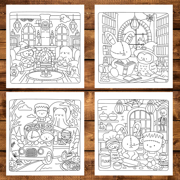 Carte de colorat antistres , 50 de ilustratii Creepy Buddies, 106 pagini [4]