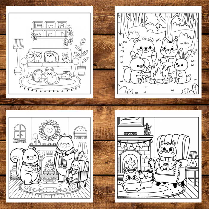 Carte de colorat antistres , 50 de ilustratii Cute and Cozy Hygge- Volumul I, 106 pagini [3]